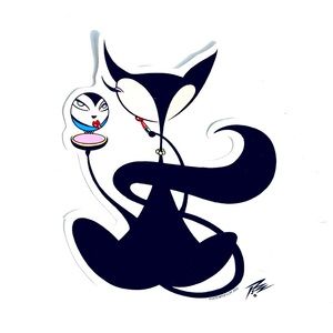 Pizz Kitty Mirror Sticker